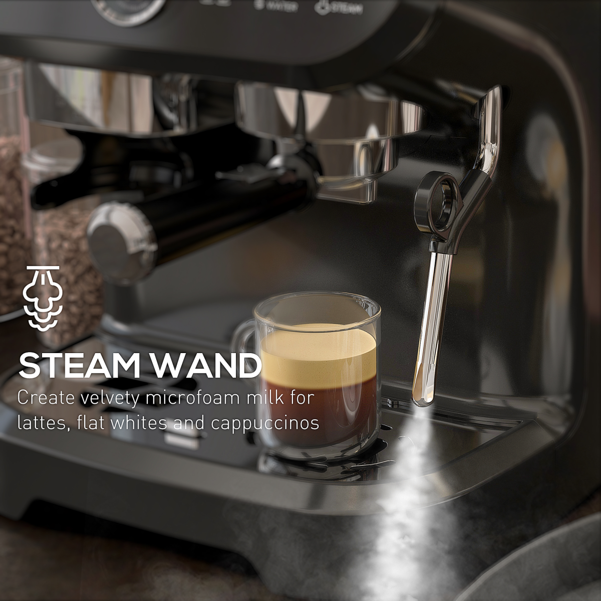 Professional Espresso Machine: Integrated Grinder & Steam Wand - 15 Bar Power