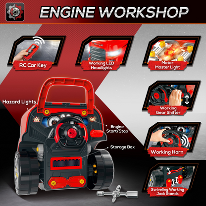 Ultimate Kids Truck Engine Toy Set with Horn & Lights - 61 Pieces of Fun!
