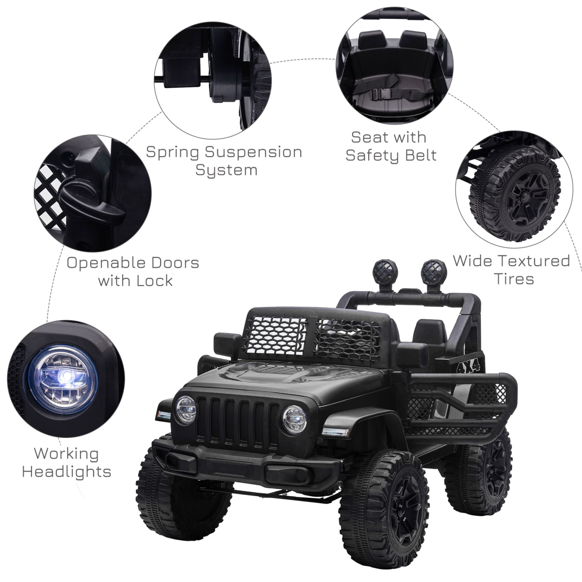 Ultimate 12V Kids Off-Road Electric Ride On Car with Remote Control - Black