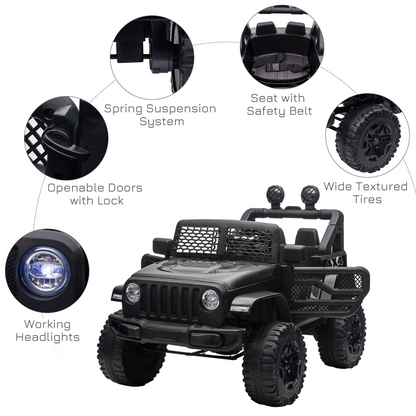 Ultimate 12V Kids Off-Road Electric Ride On Car with Remote Control - Black