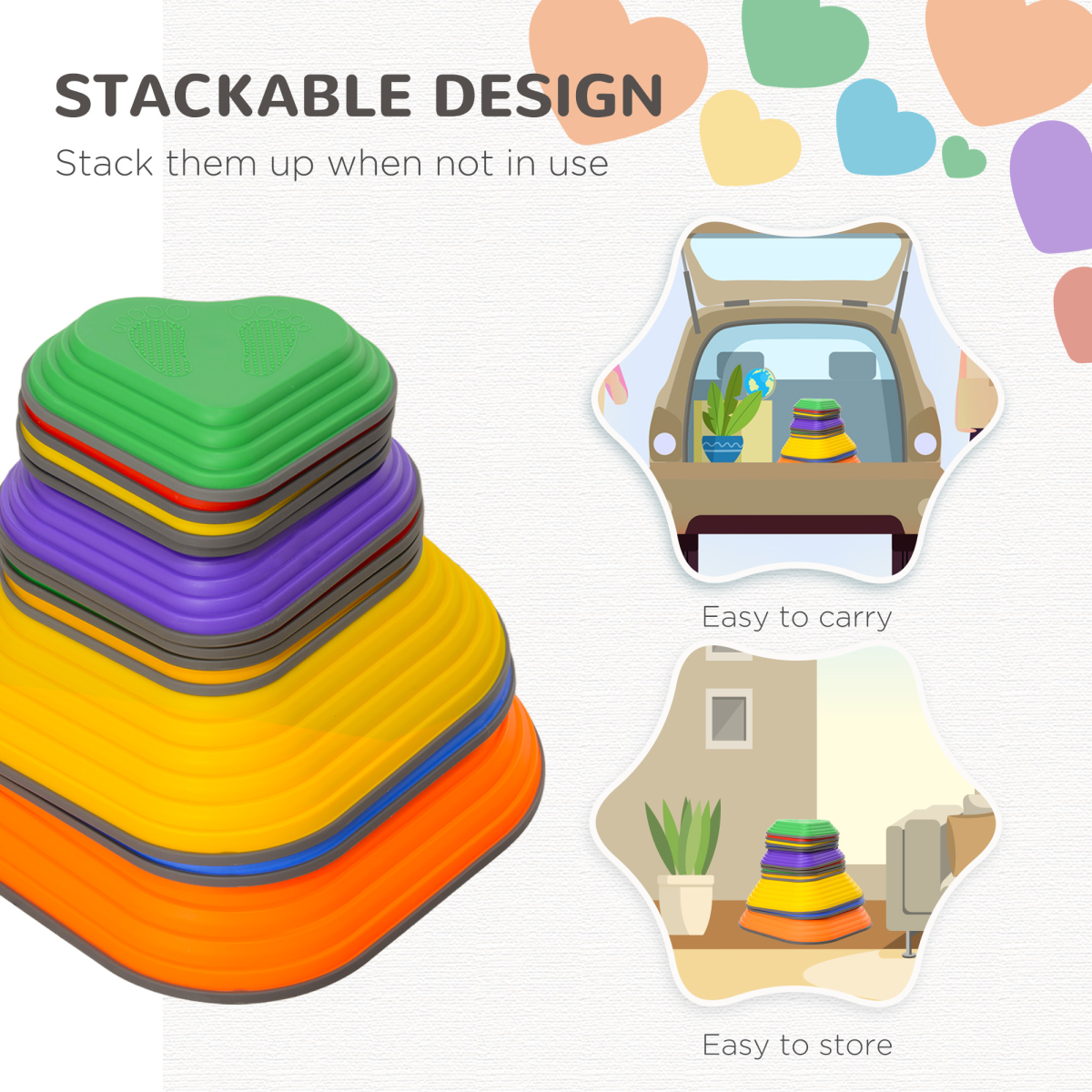 AIYAPLAY 11PC Colorful Non-Slip Stackable Stepping Stones