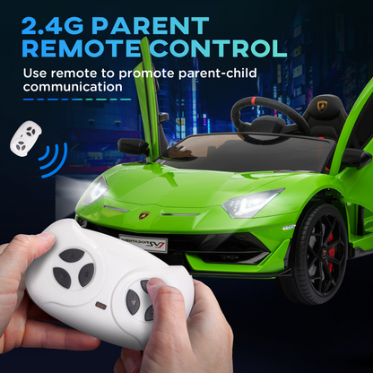 Lamborghini SVJ 12V Ride-On Car w/ Lights Music Remote 3-8 Yrs Green