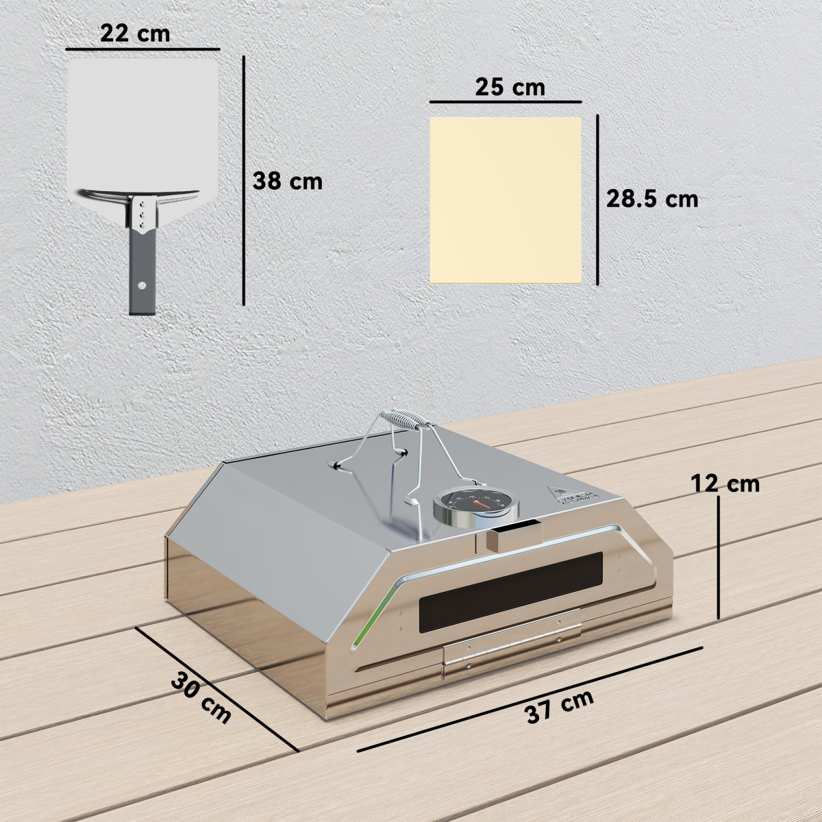 Portable BBQ Pizza Oven with Thermometer