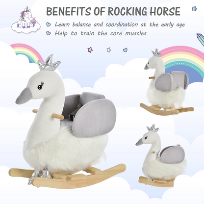 Enchanting Kids Ride-On Rocking Swan with Sound