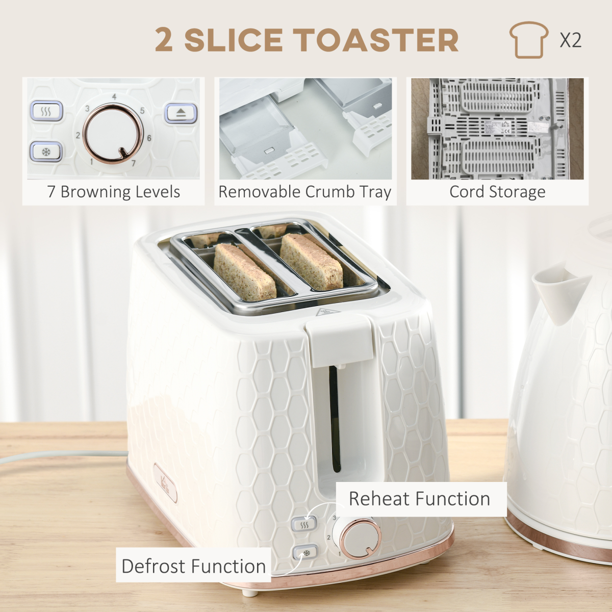 Stylish Kettle & Toaster Combo: 1.7L Rapid Boil & 2-Slice Perfection