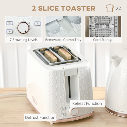 Stylish Kettle & Toaster Combo: 1.7L Rapid Boil & 2-Slice Perfection
