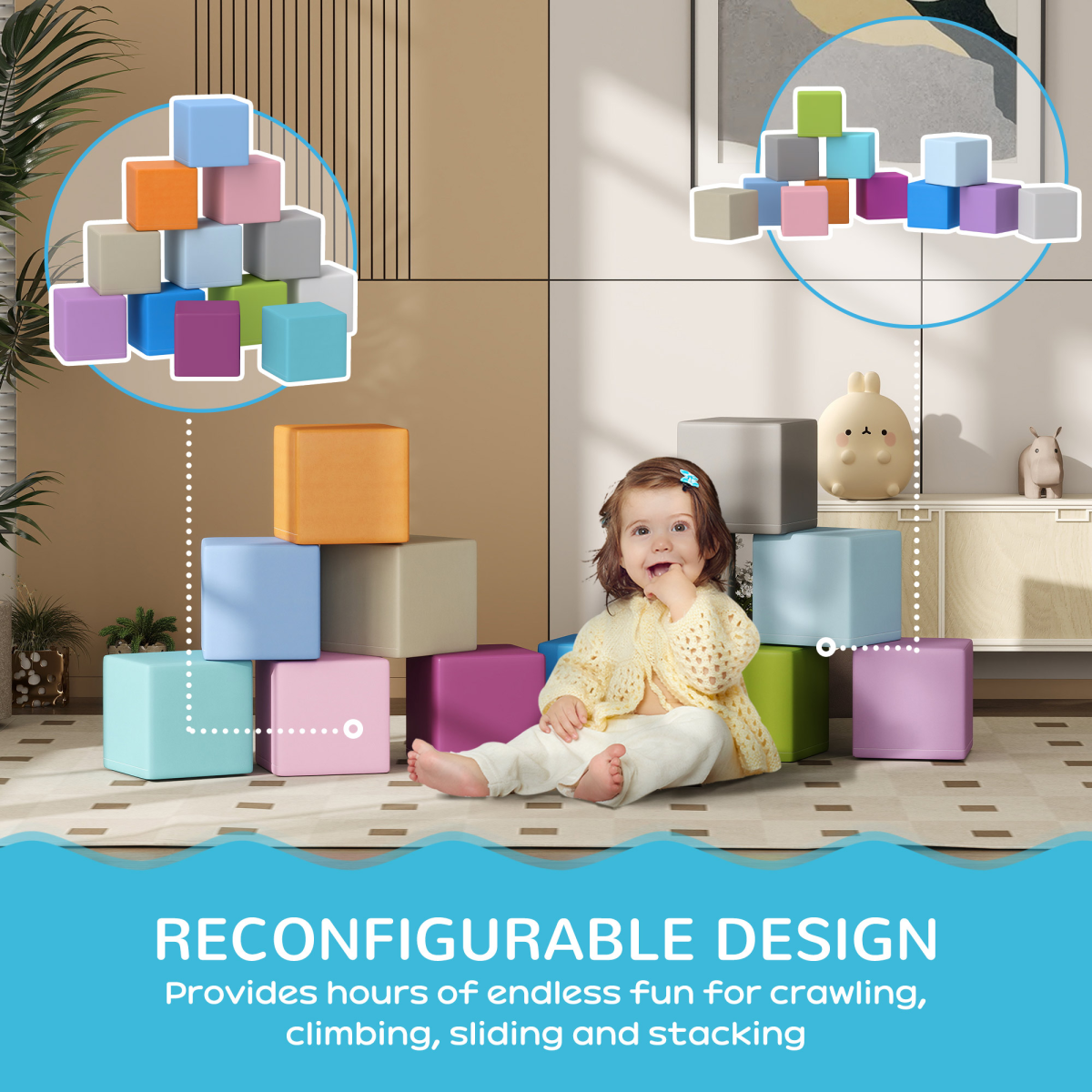 12-Piece Soft Foam Play Block Set in Blue