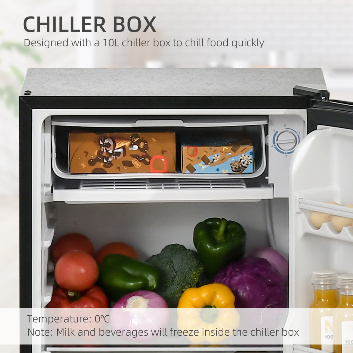 Compact 91L Under Counter Fridge with Chiller Box – Stylish & Versatile Black