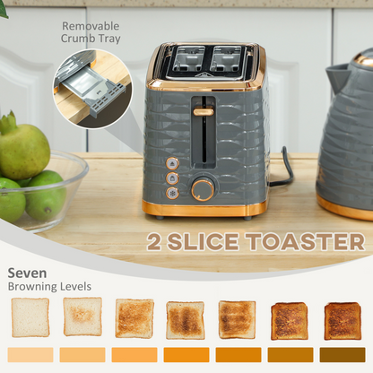 Stylish Grey Kettle & Toaster Set: Fast Boil & Perfectly Toasted