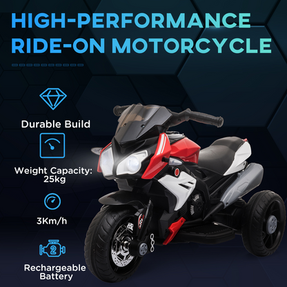 Speedy Red Kids Electric Motorcycle with 3-Wheel Design