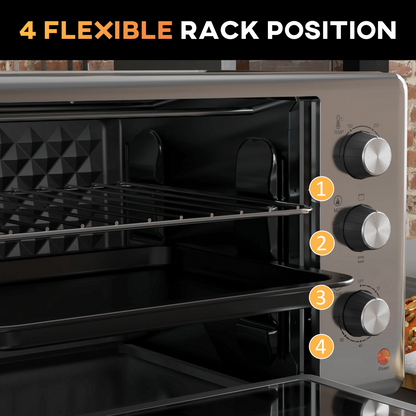 Portable 30L Mini Oven: Adjustable Temp, 60-Min Timer, 1600W Power