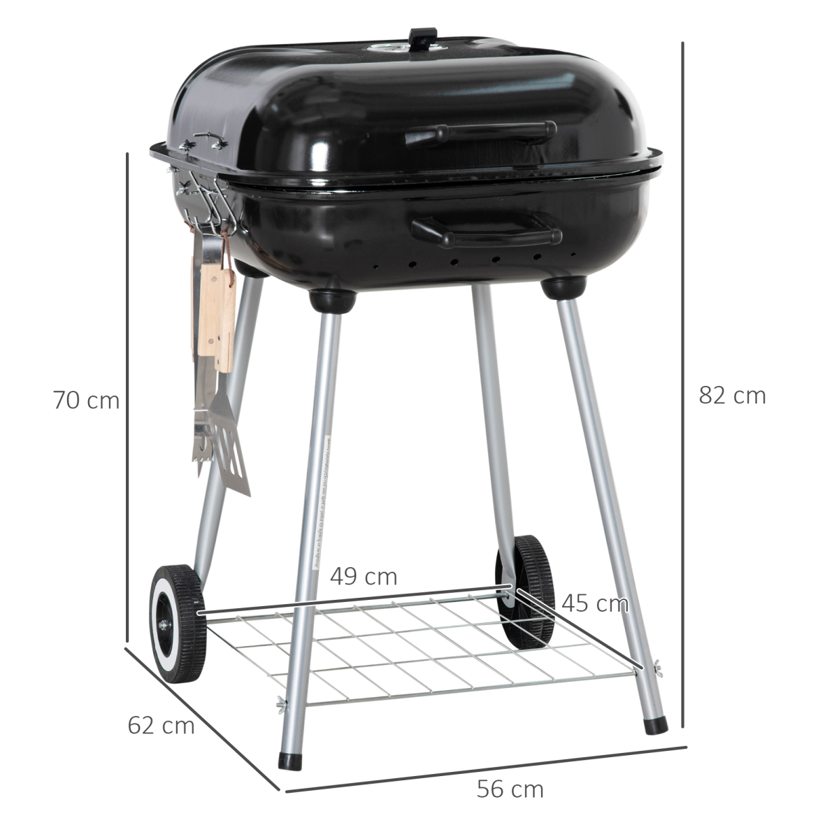 Portable BBQ Charcoal Smoker Grill with Wheels
