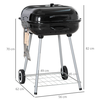 Portable BBQ Charcoal Smoker Grill with Wheels