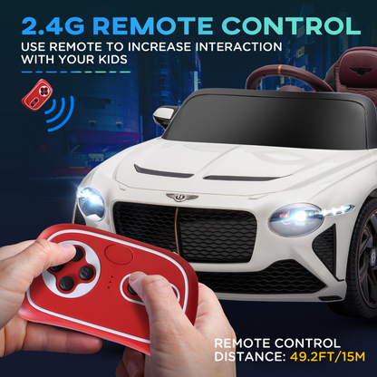 Luxury Bentley Bacalar 12V Kids Electric Car - White | Ultimate Ride for Ages 3-5