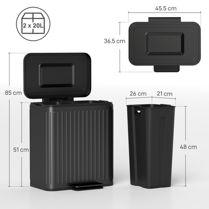 40L Dual Pedal Bin with Soft-Close Lid - Efficient Waste Management