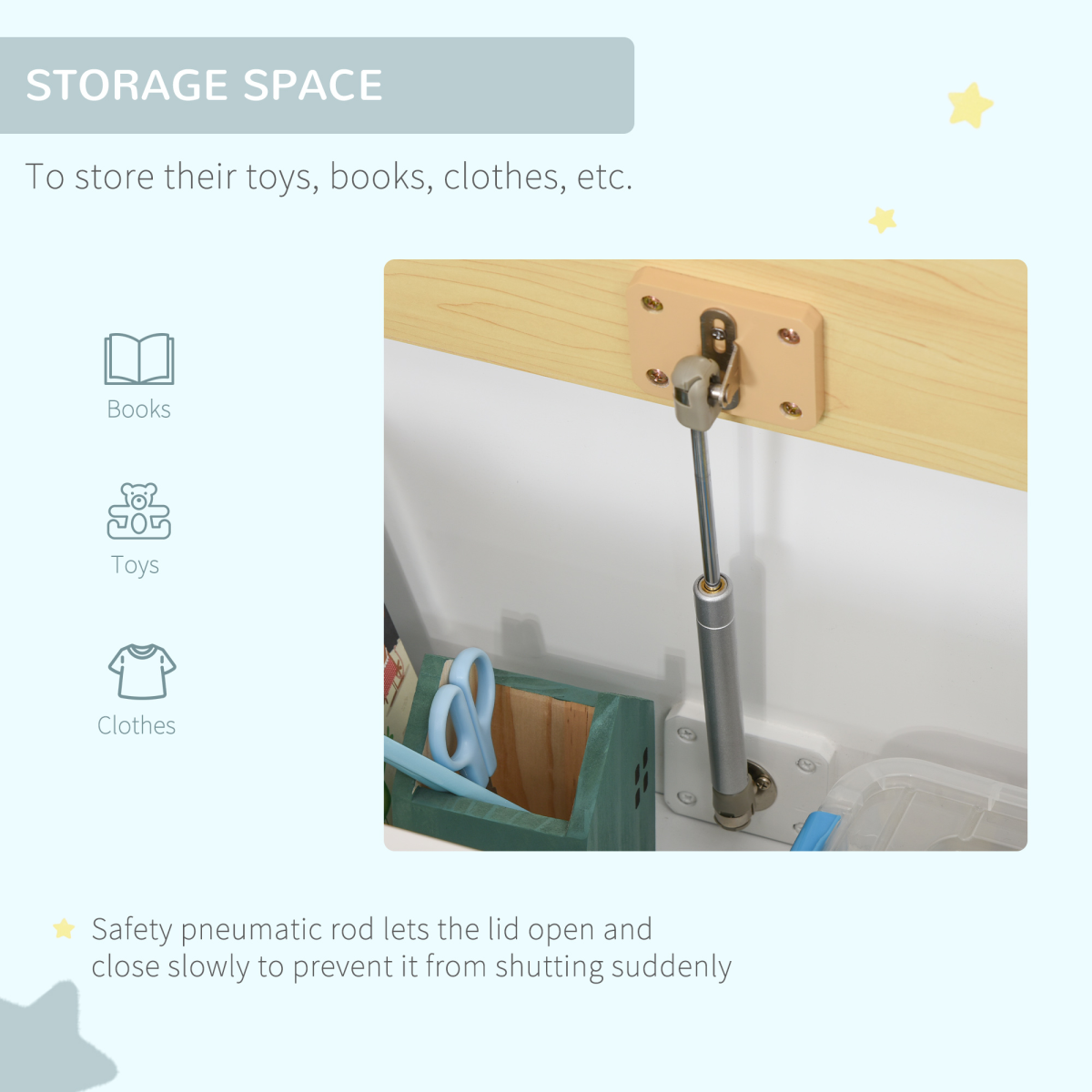 Deluxe 2-in-1 Wooden Toy Box & Kids Bench