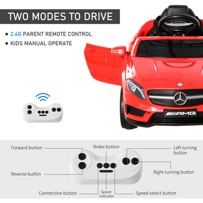 Mercedes Benz Kids Ride-On Car with Remote Control, Music & Lights - Red