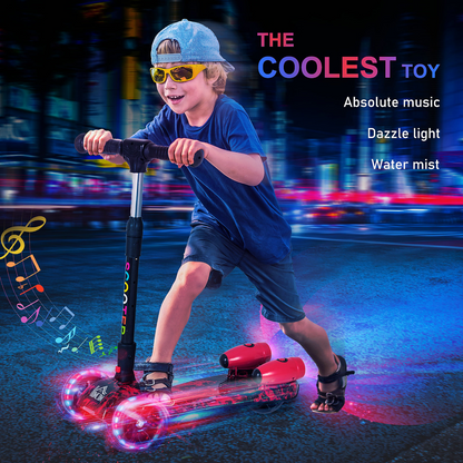Ultimate Kids E-Scooter: Light & Music Features with Fun Water Mist Spray!