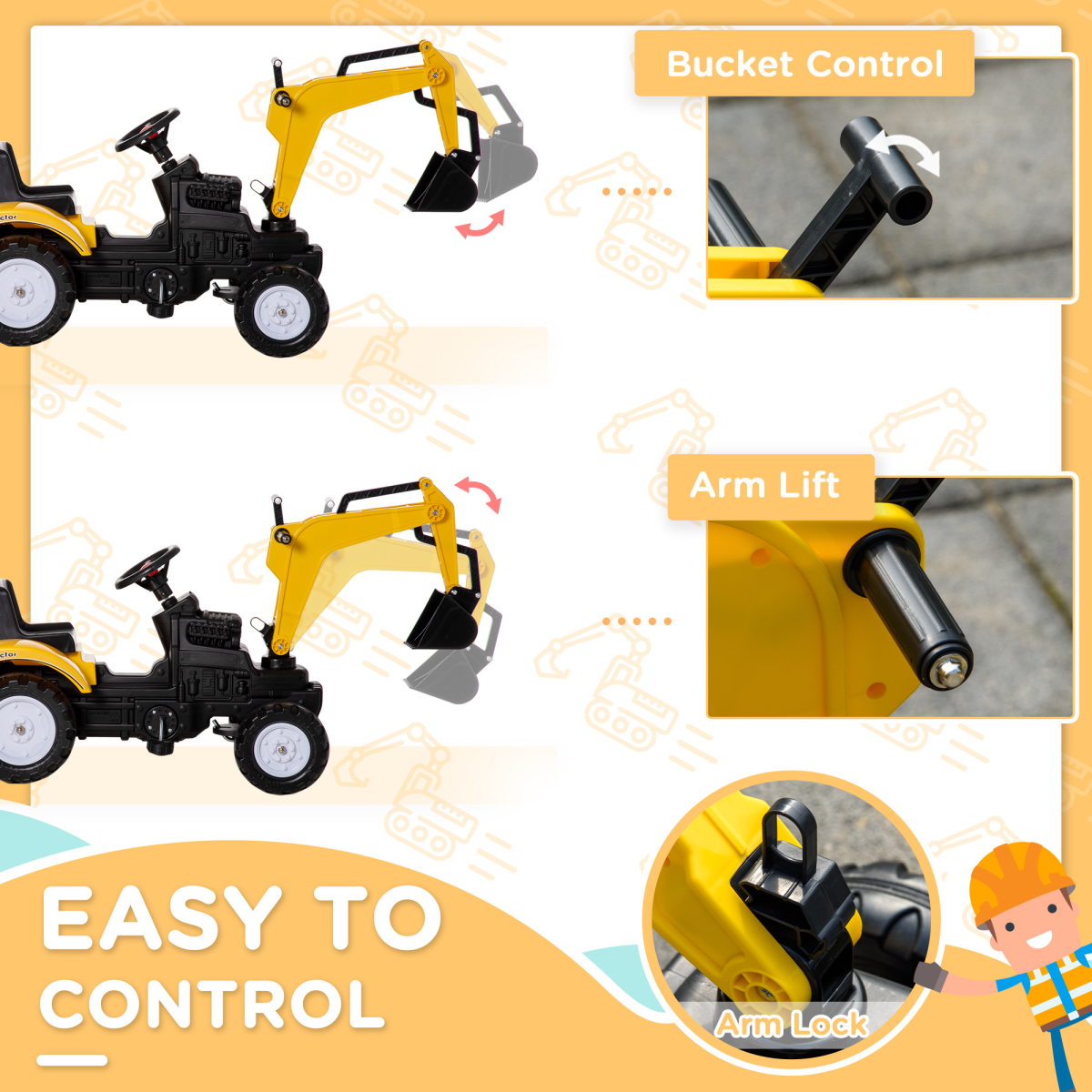 Kids Ride-On Pedal Digger Truck