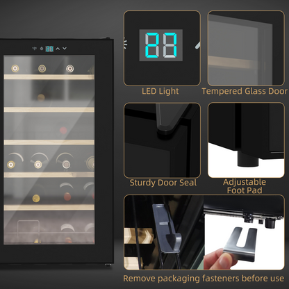 24-Bottle Wine Cooler with Glass Door & Digital Touch Control – Perfect Chill!