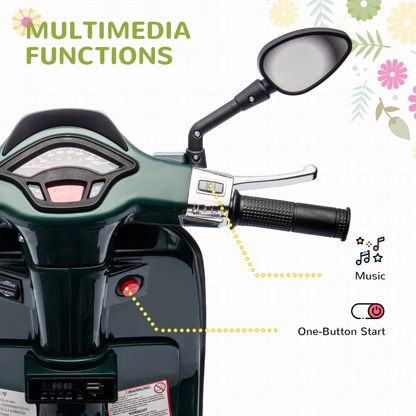 AIYAPLAY Vespa 12V Kids Electric Bike with Training Wheels