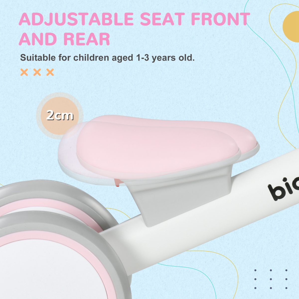 AIYAPLAY Adjustable Pink Balance Bike for Toddlers 1-3 Years - Safe & Fun!