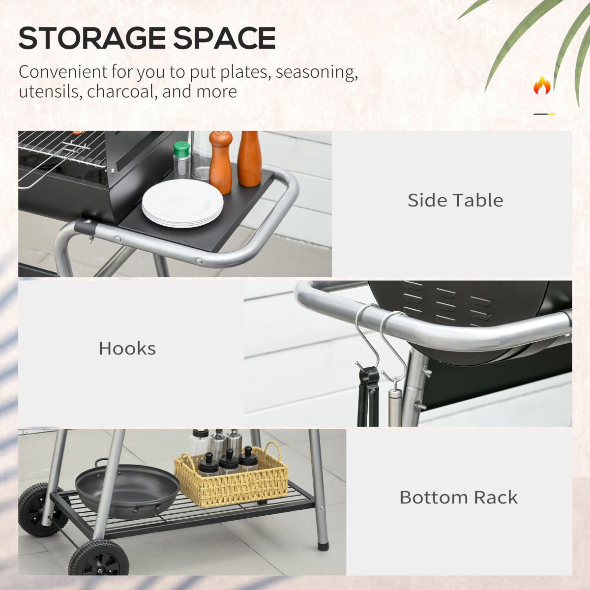 Portable Charcoal BBQ Grill Double Cooking, Easy Mobility & Storage