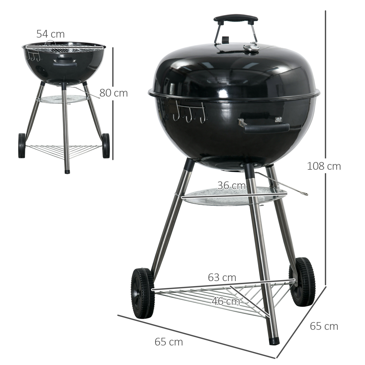 Portable Charcoal Grill & Smoker with Cover