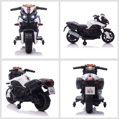 White 6V Electric Kids Motorcycle Ride-On Toy