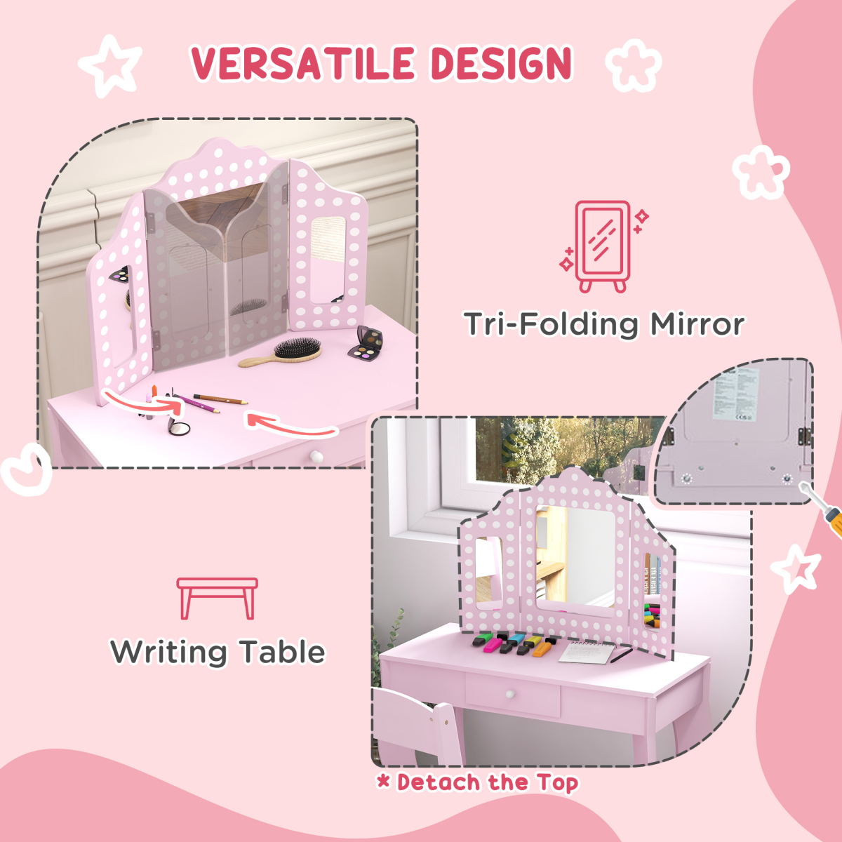 AIYAPLAY Kids Dressing Table Set