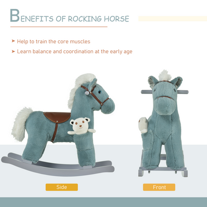 Plush Ride-On Rocking Horse with Sound Handle for Kids