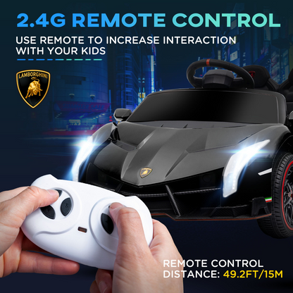 Lamborghini Veneno Kids' Electric Ride-On Car with Remote - Black