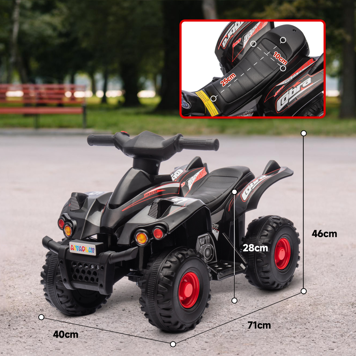 AIYAPLAY 6V Kids Electric Quad Bike with Music for Ages 2-6