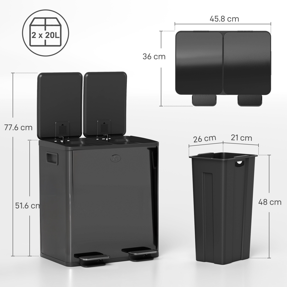 Dual 20L Kitchen Pedal Bin - Smart Recycling & Waste Solution!