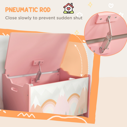 ZONEKIZ Pink Toy Box Stylish Storage Chest for Kids Toys & Games