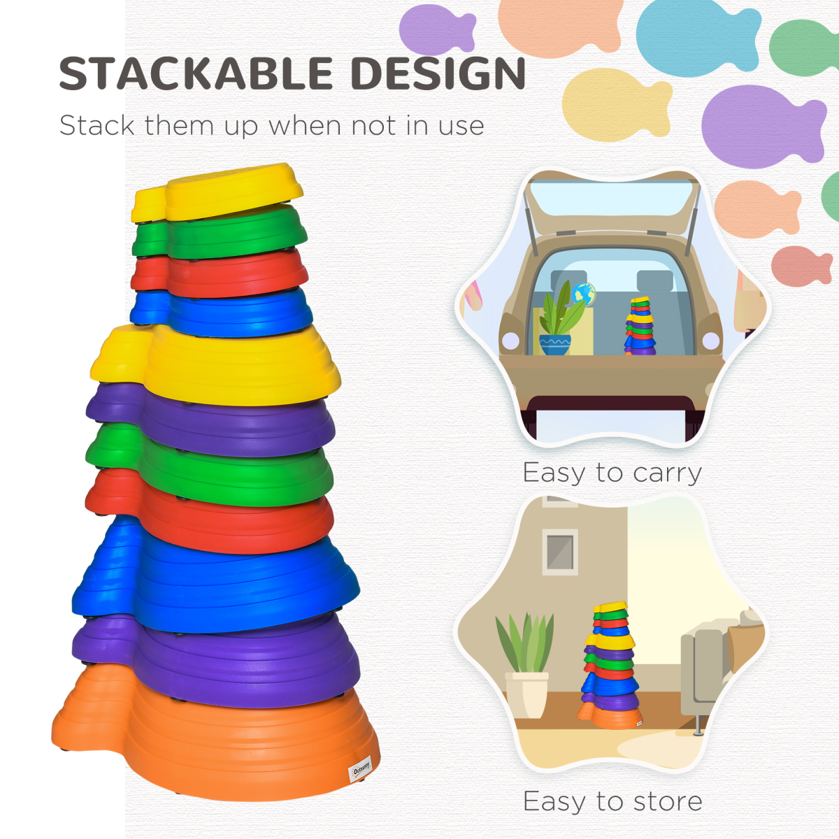 Colorful 11-Piece Kids Balance Stepping Stones for Fun