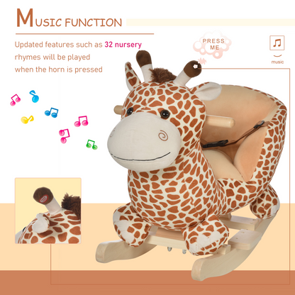Plush Giraffe Rocking Horse with 32 Songs