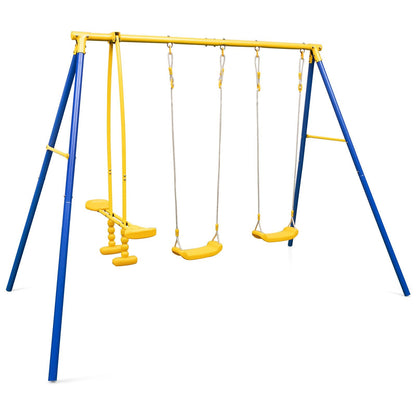 Heavy-Duty Kids Playset with 2 Swing Seats and 2 Glider Seats for Children 3-12 Years Old