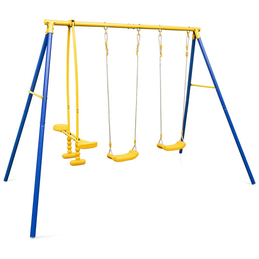 Heavy-Duty Kids Playset with 2 Swing Seats and 2 Glider Seats for Children 3-12 Years Old
