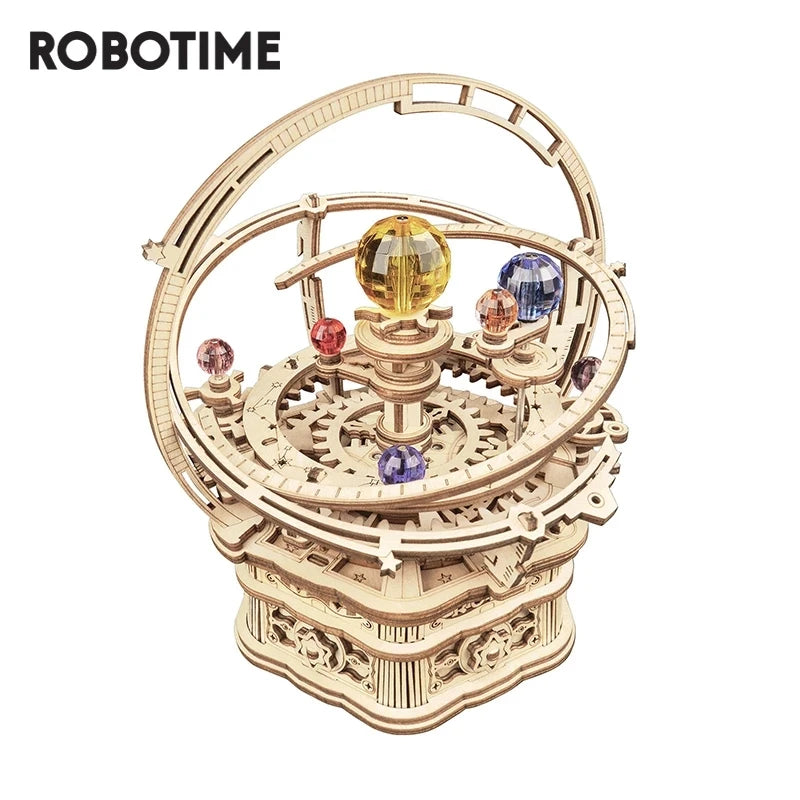 Rokr 84-Piece Rotatable 3D Starry Night Wooden Model Kit - DIY Music Box Toy for All Ages