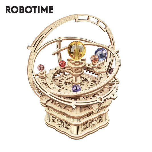 Rokr 84-Piece Rotatable 3D Starry Night Wooden Model Kit - DIY Music Box Toy for All Ages