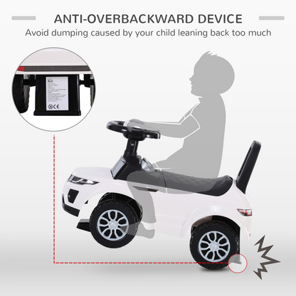 3-in-1 Ride On Car Foot To Floor Slider Toddler w/ Horn Steering White