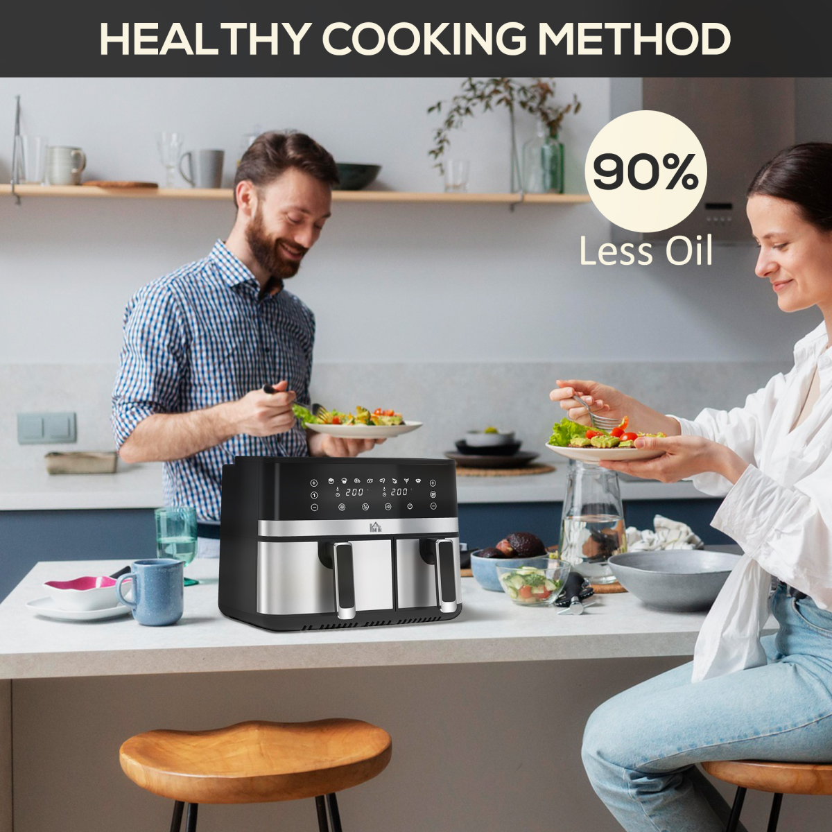 Dual Zone 8.5L Air Fryer - Cook Two Dishes Effortlessly!