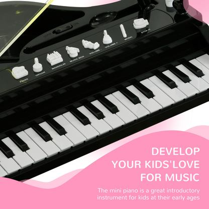 32-Key Kids Piano Keyboard Set with Microphone - Black