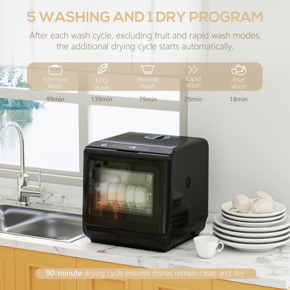 Compact Dishwasher: Dual Supply, 6 Programs, 70°C Sanitization