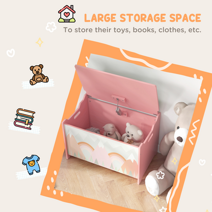 ZONEKIZ Pink Toy Box Stylish Storage Chest for Kids Toys & Games
