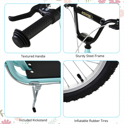 Adjustable Kids Kick Scooter with Inflatable Wheels - Blue