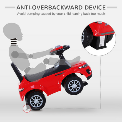 Red 3-in-1 Toddler Ride-On Car with Horn & Steering