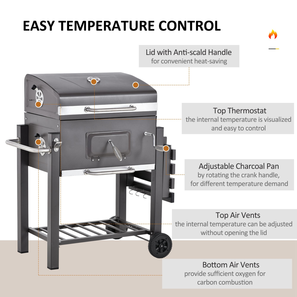 Ultimate Charcoal Grill Trolley with Easy Mobility