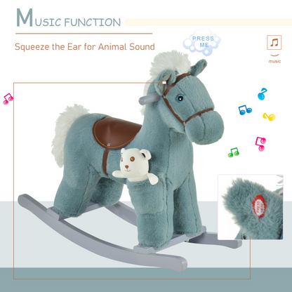 Plush Ride-On Rocking Horse with Sound Handle for Kids
